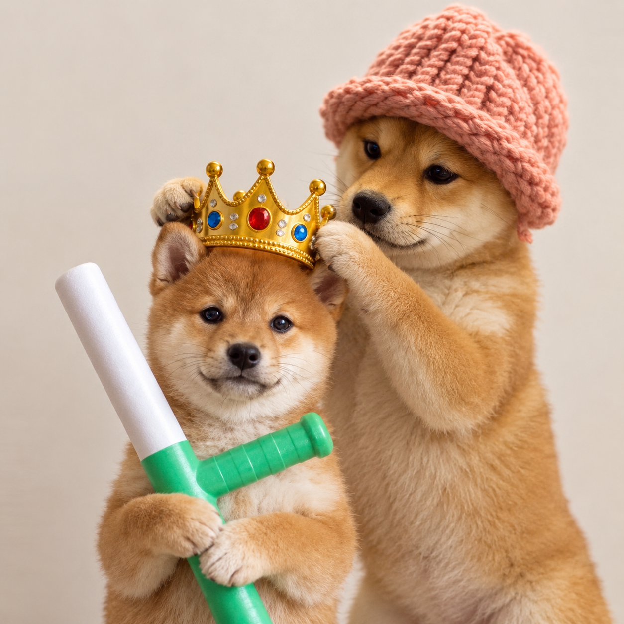 Baton dog with crown